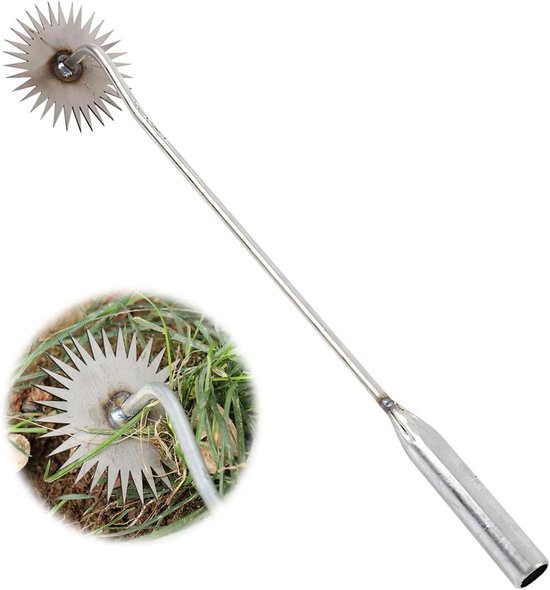 Onkruidtrekker Lange Steel - Handgereedschap Gazon - Onkruid Verwijderen - Ergonomisch Ontwerp - 45 cm - Zilver