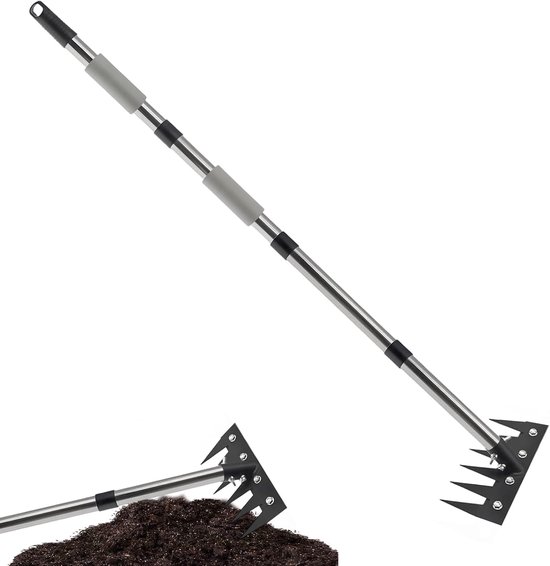 Onkruidtrekker Lange Steel - Handmatige Onkruidverdelger - Tuinonderhoud Vereenvoudigen - Ergonomische Flexibiliteit - Verstelbaar - Zwart
