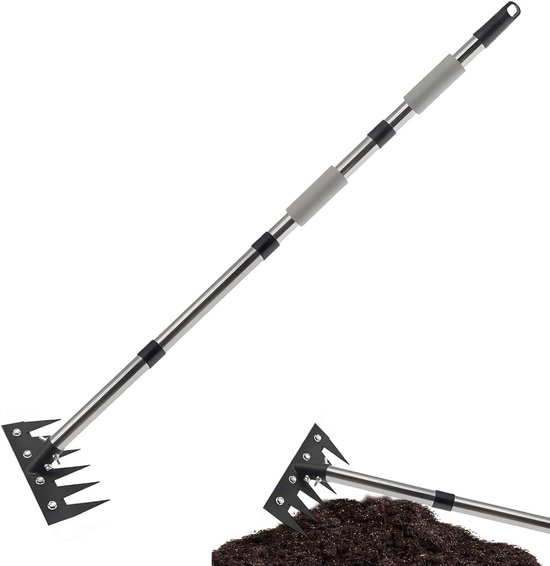 Onkruidtrekker lange steel - Handmatige onkruidverdelger - Tuinonderhoud vereenvoudigen - Verstelbare telescopische lengte - 805 g - Zilver
