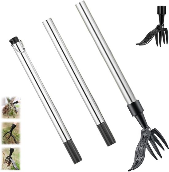 Onkruidtrekker Lange Steel - Staande Onkruidwieder - Onkruid Verwijderen - Afneembaar Handvat - 168 Gram van Merkloos	