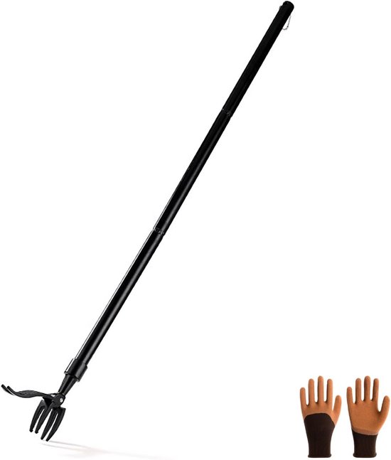 Onkruidtrekker Lange Steel - Staande Weder - Moeiteloos Tuinieren - Roestvrij Staal - 100 cm Lengte - Zwart