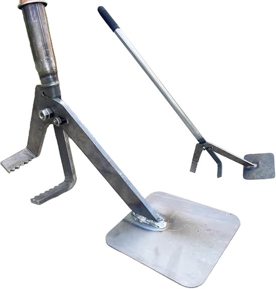 Onkruidtrekker Lange Steel - Staande Wieden - Onkruid Verwijderen - Staand Ontwerp - 92 cm - Zilver