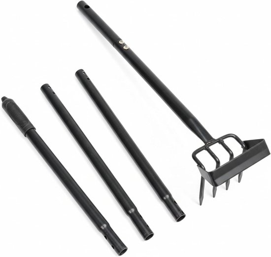 Onkruidtrekker Lange Steel - Wiedgereedschap Schoffel - Onkruid Verwijderen - 4-Tandige Cultivator - 125 cm - Zwart