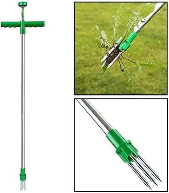 Onkruidtrekker Lange Steel - Wortelverwijderaar Tuin - Effectief Wieden - Diepe Wortelgreep - 100 cm - Grijs