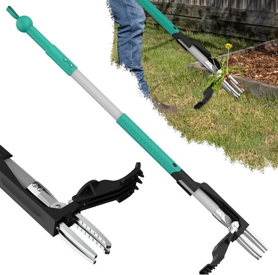 Onkruidtrekker met 4 RVS Klauwen – Staande Onkruidverwijderaar met Voetpedaal – 99 cm Lange Steel