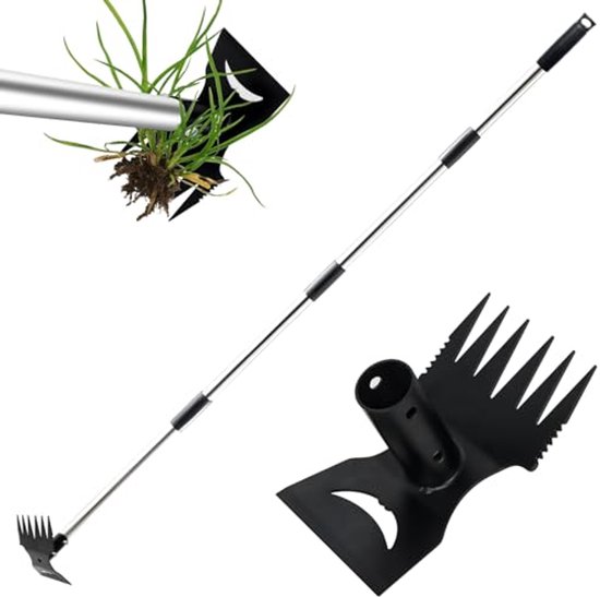 Onkruidtrekker met lange steel 150 cm - 2-in-1 handmatige onkruidhark en tuinschoffel voor de tuin van Bellson