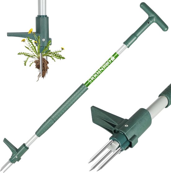 Onkruidtrekker met Lange Steel – 3 Klauwen – Staand Onkruid Verwijderen – 100 cm – Ergonomische Handgreep