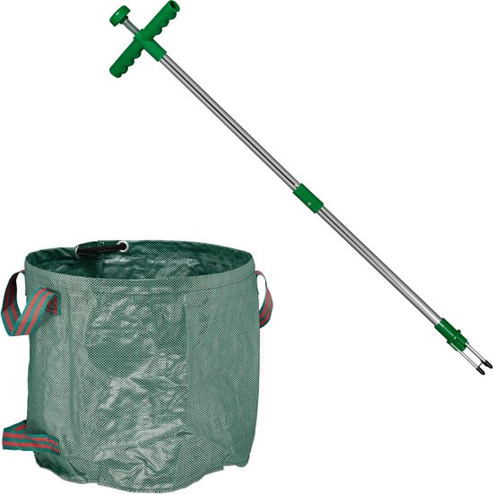 onkruidtrekker met tuinafvalzak - waterdicht - onkruidsteker - lange steel - 99 cm van Kinzo Garden