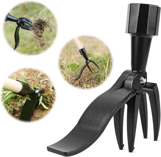 Onkruidtrekker - Onkruidsteker - Onkruid Verwijderen - Staande Onkruidtrekker Met 4 Klauwen - Onkruid Verwijderen - Handmatig Onkruidverwijderaar - Gereedschap voor Tuin / Patio / Achtertuin - Zwart van Merkloos	