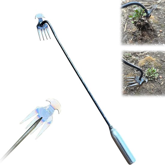 Onkruidtrekker Staal - Wieden Tool - Tuin Onderhoud - 4-Tanden Ontwerp - 33x50cm - Zilver