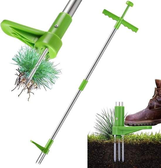 Onkruidtrekker Staand - Wortelverwijderaar Gazon - Tuin Onderhouden - Lange Aluminium Steel - 99 cm - Zilver