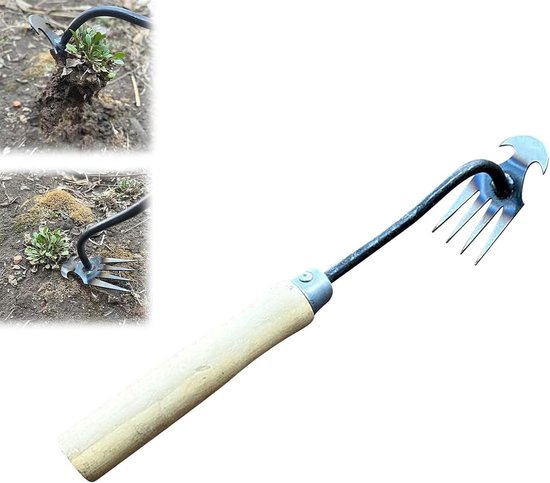 Onkruidtrekker Tool - Wieden Gereedschap - Tuin Onderhouden - 4 Tanden Ontwerp - 30 cm - Beige