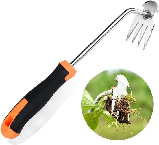 Onkruidtrekker - Tuin gereedschap - Onkruid verwijderen - Roestvrij staal - 33 cm - Grijs