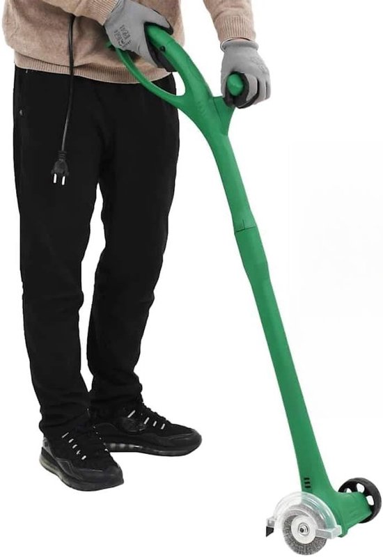 Onkruidveger Elektrisch - Mosverwijderaar Krachtig - Terrassen Schoonmaken - Twee Verschillende Borstels - 10 cm Borstel - Groen