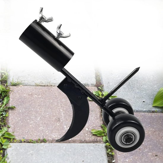 Onkruidverwijderaar 2-in-1 opzetstuk – Onkruidborstel onkruidtrekker – Onkruidverwijderaars - Haak onkruidverwijderaar -met wielen - onkruidverwijderingsgereedschap zonder knielen voor reiniging tussen platen van Lundby