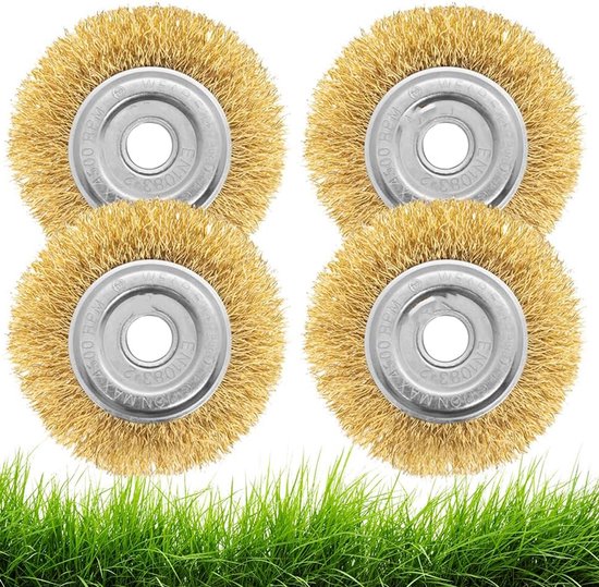 Onkruidverwijderaar - 4 Stuks - Voegenborstel - Grastrimmer - Effectief Voor Mosverwijdering - Onkruidverdelger - 11.5 Cm Diameter - Voegenreiniger - Stalen En Nylon Borstel - Accessoires Voor Het Verwijderen - Voor Bosmaaier van Merkloos	