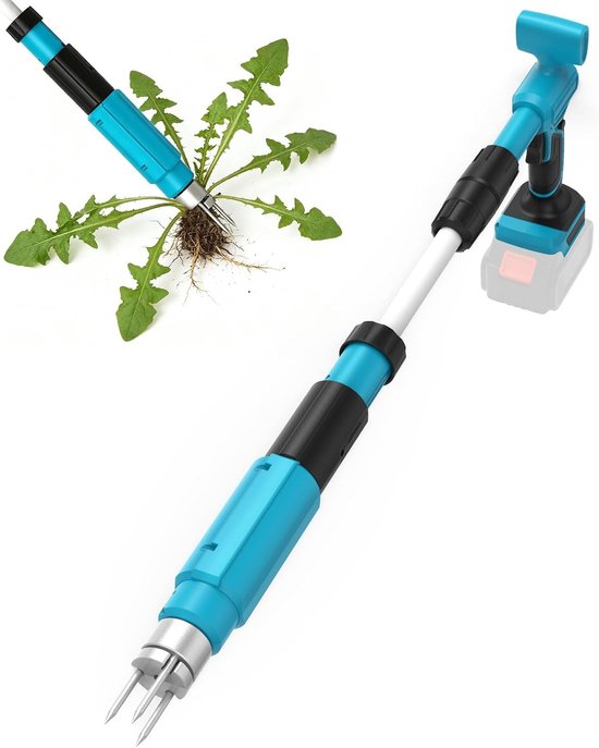 Onkruidverwijderaar, compatibel met Makita 18V elektrische accu, onkruidsteker, 500W koperen motor, 3-tands stalen kop, licht voor tuin en gazon (zonder accu en oplader)