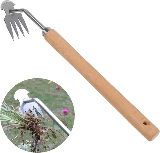 Onkruidverwijderaar - Draagbaar Tuin Gereedschap - 2024 Nieuw Mangaanstaal Onkruidtrekker - voor Moestuin, Achtertuin, Boerderij - 39cm Houten Handgreep - 1 Stuk van Merkloos	