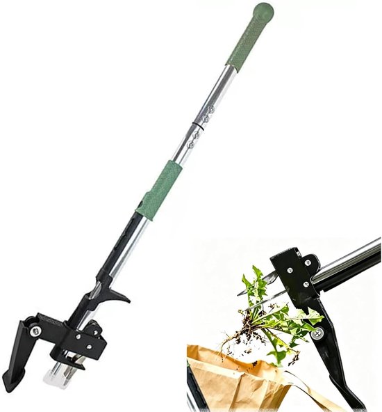 Onkruidverwijderaar - Groen - 102 cm - Roestvrijstalen Klauwen met Voetpedaal - Voor Tuinliefhebbers