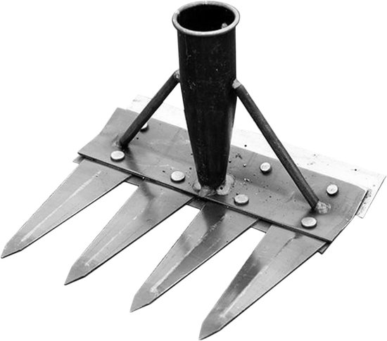 Onkruidverwijderaar - Handhark Tuin - Efficiënt Onkruid Wieden - Robuuste Dubbelzijdige Kop - 4 Tanden - Metaal