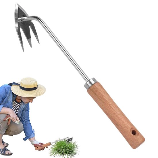Onkruidverwijderaar Handmatig - Onkruidsteker Trekker - Tuin Onderhouden - Drie Tanden Ontwerp - 48 x 5 x 5 cm - Zilver
