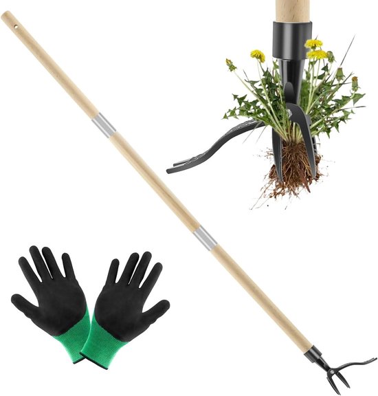 Onkruidverwijderaar Lange Steel - Staande Weder - Tuin Onderhouden - Voetbediening Hefboom - 110 cm - Zilver