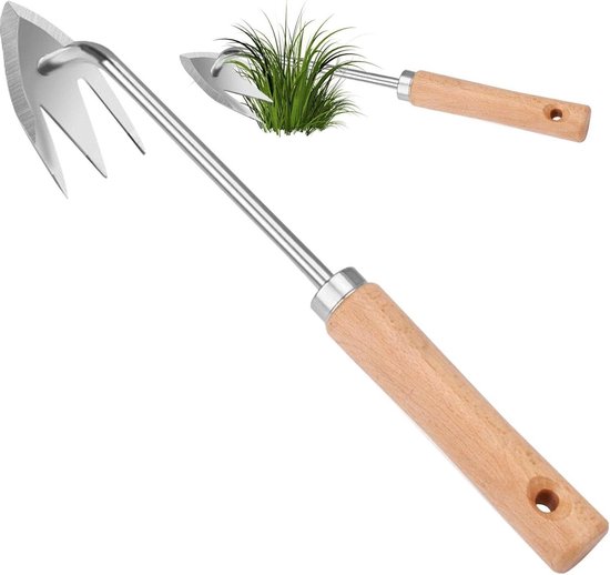 Onkruidverwijderaar Roestvrijstaal - Tuin Gereedschap - Moeiteloos Wieden - Lange Handgreep - 315 mm - Zilver