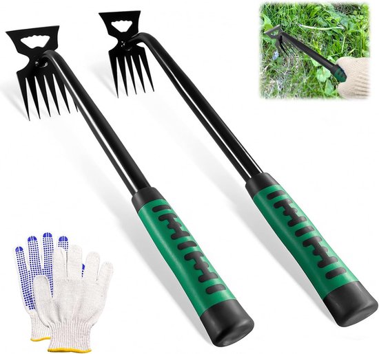 Onkruidverwijderaar Set - Onkruidsteker Tuin - Onkruid Vrij Maken - Roestvrij Staal - 40 cm Lengte