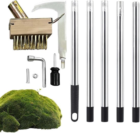 Onkruidverwijderaar Set - Onkruidtrekker Voegenborstel - Tuinonderhoud Terras Reinigen - Roestvrij Staal L-Vorm - 41 x 13.5 x 7 cm