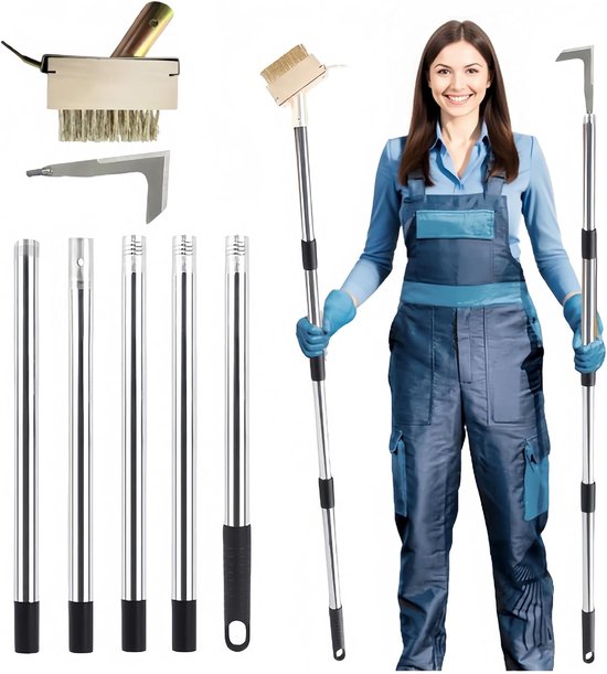 Onkruidverwijderaar Set - Tuin Gereedschap - Onkruid Wieden - Verstelbaar Handvat - 1.6 Meter Lengte van Merkloos	