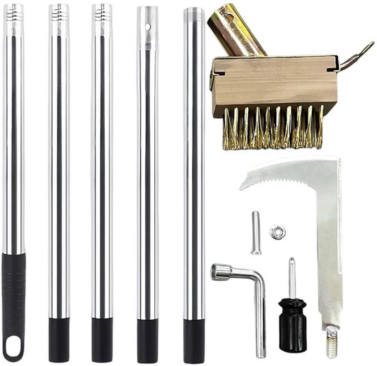 Onkruidverwijderaar Set - Tuingereedschap Borstel - Terras Reinigen - Roestvrij Staal - 41 cm Lengte - Zilverkleurig