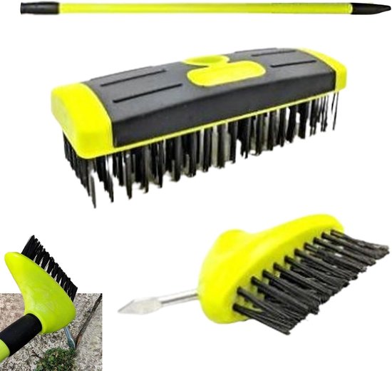 Onkruidverwijderaar - Spleetreiniger - Terras en oprit - Dubbele draadborstelkop - 133 cm lang van Merkloos	
