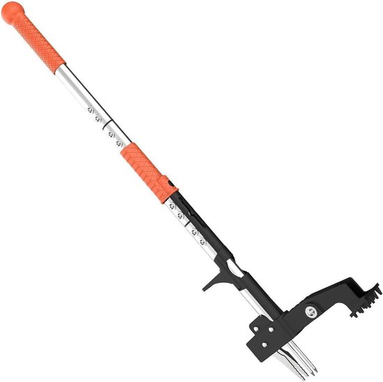 Onkruidverwijderaar Staand - Onkruidsteker Gazon - Tuin Onderhouden - 4 Roestvrijstalen Klauwen - 73 cm - 99 cm - Zilver