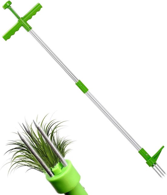 Onkruidverwijderaar Staand - Wiedgereedschap Lange Steel - Onkruid Uit Tuin - Ergonomisch Voetpedaal - 1 Meter - Zilver