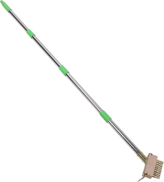 Onkruidverwijderaar Terras - Mosverwijderaar Voegen - Terras Onderhouden - 2-in-1 Staalborstel Schraper - 148 cm Lengte - Grijs
