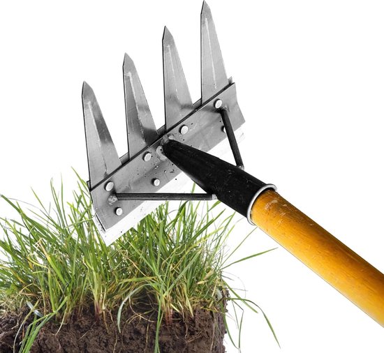 Onkruidverwijderaar Tuin - Gras Verwijderaar Hark - Gazon Onderhoud - Zwaar Uitgevoerd Ergonomisch - Diverse Tandbreedtes van Merkloos	