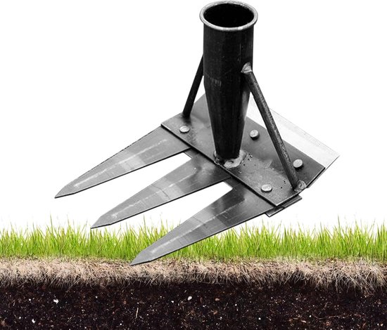 Onkruidverwijderaar Tuin - Grasmaaier Hark - Gazon Onderhoud - Zwaar Tuingereedschap - 20cm Breed - 3 Tanden van Merkloos	