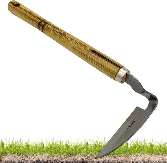 Onkruidverwijderaar Tuin - Handgereedschap Wieden - Tuinonderhoud Vereenvoudigen - Ergonomische Houten Greep - 45 cm - Zilverkleurig