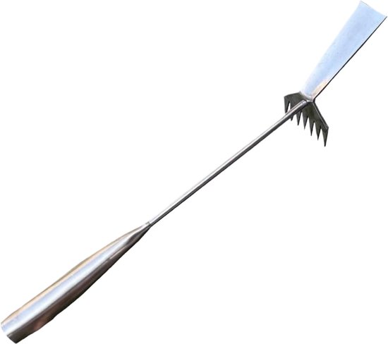Onkruidverwijderaar Tuin - Onkruidsteker Hark - Onkruid Wieden - Ergonomische Lange Steel - 50 cm - Zilver