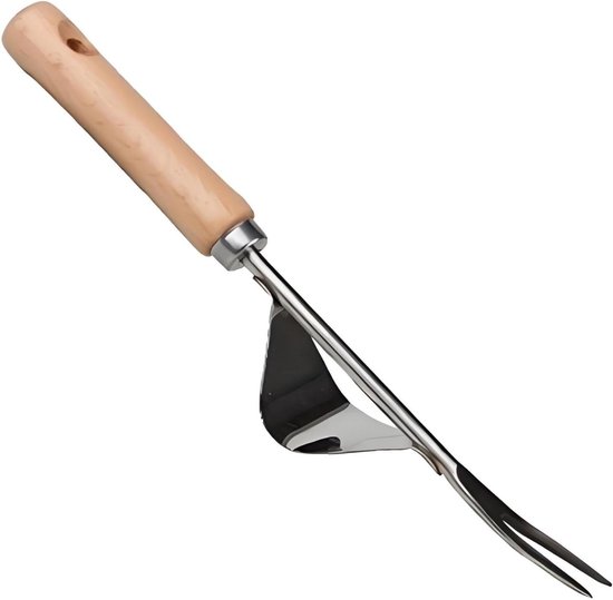 Onkruidverwijderaar Tuin - Wiedgereedschap Onkruidsteker - Onkruid Verwijderen - Roestvrij Staal - 30.5 cm - Hout