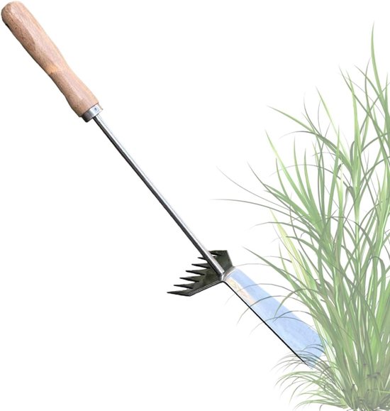 Onkruidverwijderaar Tuingereedschap - Handmatige Trekker - Bodem Bewerken - Lange Ergonomische Steel - 50 x 5 cm - Grijs