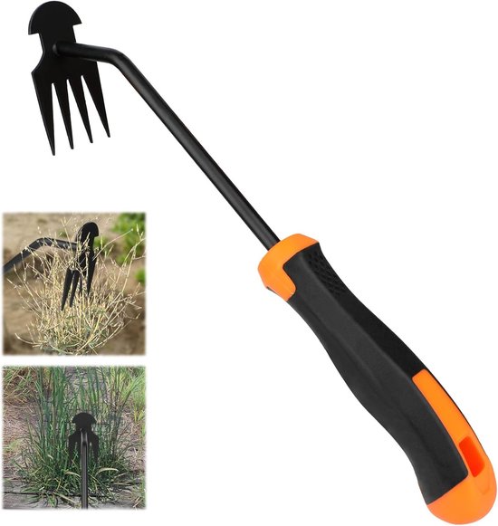 Onkruidverwijderingsgereedschap, nieuw en duurzaam handgereedschap voor de tuin, met rubberen handgrepen, roestvrijstalen onkruidharken, handmatige tuinonkruidverwijderaars, onkruidmessen van Merkloos	