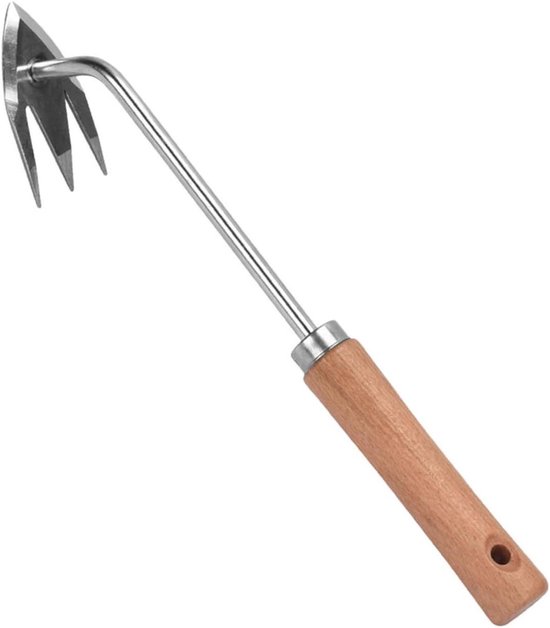 Onkruidvork Gereedschap - Tuin Vork - Onkruid Verwijderen - Ergonomische Handgrepen - 27 cm Lengte - Houtkleurig