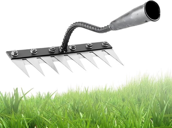 Onkruidwieder Hand - Onkruidtrekker Tuin - Tuin Onderhouden - Mangaamstaal Tanden - 8 Tanden - Grijs