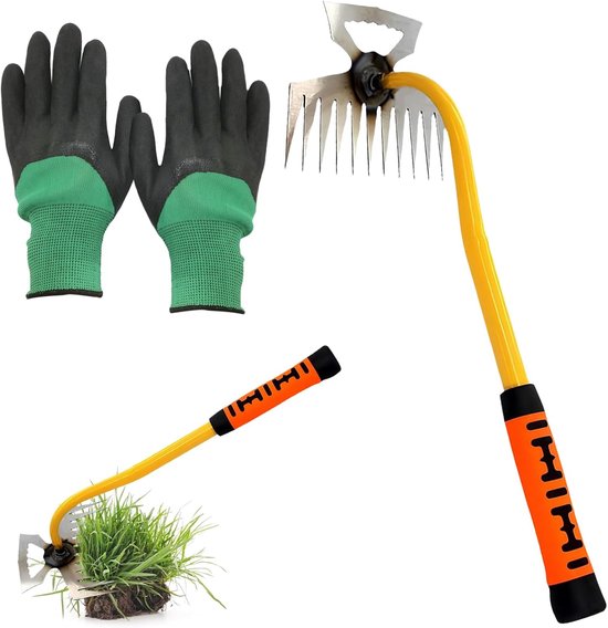 Onkruidwieder Handmatig - Ontwortelaar Schraper - Tuin Onderhoud - 11 Tanden Mangaanstaal - 33 cm Lengte van Merkloos	