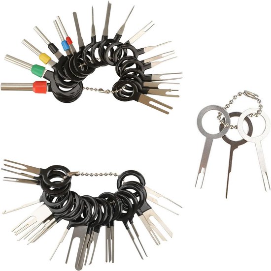 Ontgrendelingsgereedschap - autostekker - uitspingereedschap - autokabelstekker - verwijdergereedschap - draadconnector-pin-extractor - steekverbinding - demontage - gereedschap pin-uittrekker - 41 stuks - auto-onderdelen - reparatiekit van RENSKA®