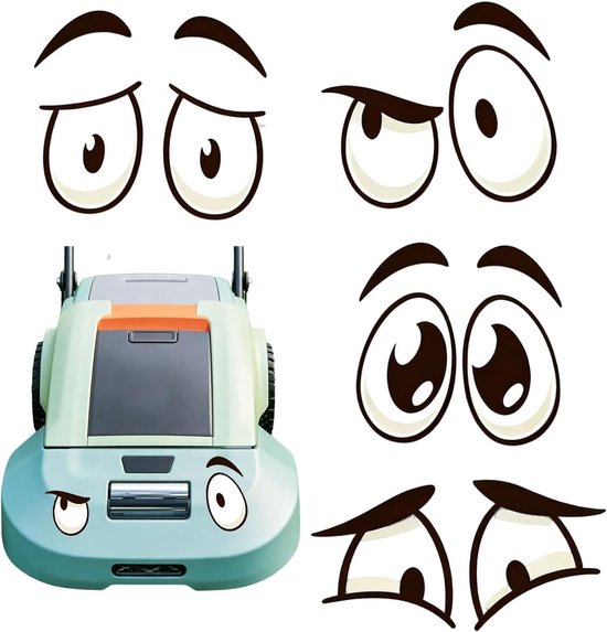 Oogstickers robotmaaier - waterdicht - cartoonogen - verschillende emoties - voor grasmaaier - ShopVlot