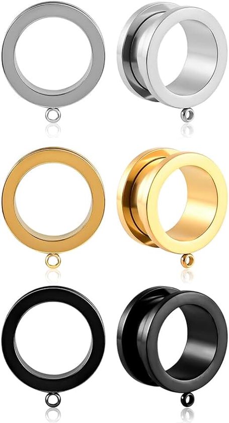 Oor tunnel met hanger Flesh Double Flared Plug roestvrij staal voor uitgerekte expander oorpiercing 6 mm tot 25 mm