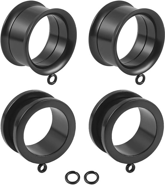Oor tunnel met hanger Flesh Double Flared Plug roestvrij staal voor uitgerekte expander oorpiercing 6 mm tot 25 mm
