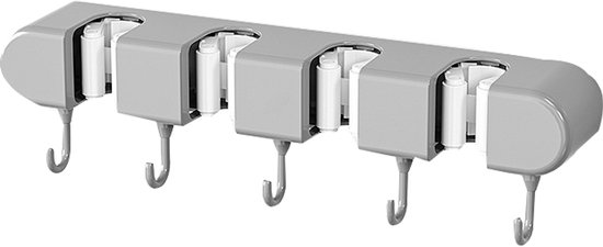 Opbergrek - Bezemhouder - dweil houder - gemonteerd bezem opbergrek - geen boren zelfklevende - voor badkamer - kantoor - keuken - kast - garage - grijs van Merkloos	